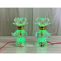 Cặp đèn thờ cá pha lê hoa sen-đèn bàn thờ hoa sen pha Lê 406