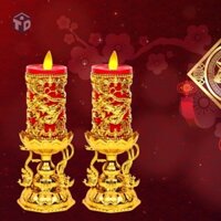 Cặp Đèn Thờ Hình Nến Rồng Phượng Trang Trí Bàn Thờ Mã A3302 (T60) (Cặp)
