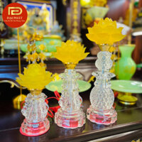 Cặp đèn thờ hoa sen lưu ly thân pha lê thuỷ tinh cao cấp, Đèn thờ bông sen