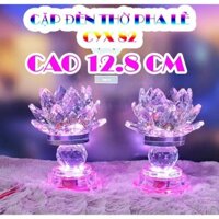 Cặp Đèn Thờ Hoa Sen Pha Lê 82 Tự Chuyển 7 Màu Cực Đẹp, Đèn Thờ Gia Tiên Pha Lê Cao Cấp, Đèn Thờ Cúng Đẹp
