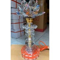 Cặp Đèn Thờ Led Bông Pha Lê Cao Cấp Sáng 7 Màu cao 31Cm