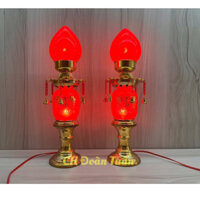 Cặp đèn thờ phú quý 2 tầng trái đào có dây treo kèm bóng