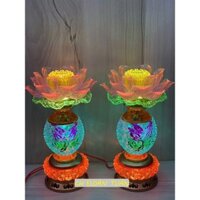 Cặp đèn thờ trái đào, đèn thờ hoa sen đổi màu - Đèn led để bàn thờ Phật, ông địa, thần tài…