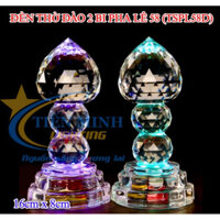 Cặp đèn thờ trái đào pha lê khắc hoa sen đổi nhiều màu  bán 1 cặp