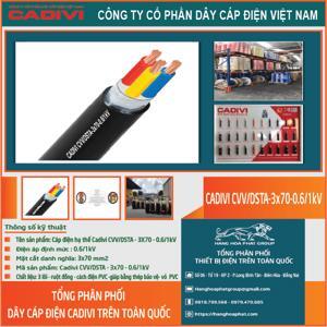 Cáp điện lực hạ thế có giáp bảo vệ 3 lõi 0.6/1kV CADIVI CV CVV/DSTA-3×70