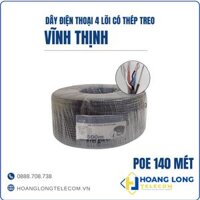 Cáp điện thoại 4 lõi có thép treo, POE 140 mét (Cuộn 500m)