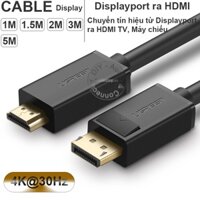 Cáp Display sang HDMI 4K Ugreen DP101 dài 1 mét đến 5 mét - Displayport to HDMI cable