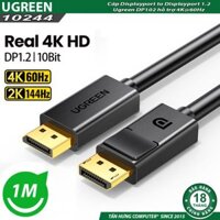Cáp Displayport to Displayport 1.2 Ugreen 10244 dài 1m, hỗ trợ 4K@60Hz