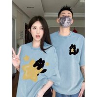 Cặp Đôi Áo Mùa Hè Phong Cách Mới Cao Cấp In Hình Tay Ngắn cotton Nguyên Chất Áo Thun Độc Đáo