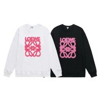 Cặp đôi cùng giới tính còn hàng LOE mới thời trang và giản dị đa năng in logo màu hồng cỡ lớn áo nỉ dài tay