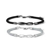 Cặp đôi Handmade Đen Trắng bện Vòng tay bạc Sterling Usma Chain