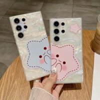 Cặp đôi Ốp lưng thiết kế hợp thời trang Vỏ màu xanh S24 S24Plus S23 S23 + Ngôi sao PU dệt mịn cho Samsung Galaxy S24 S23 Ốp điện thoại siêu mặt sau