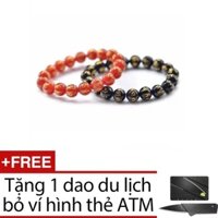 Cặp đôi vòng tay tình yêu đá khắc kinh chữ phạn bình an 2017 + Tặng dao gấp hình thẻ ATM