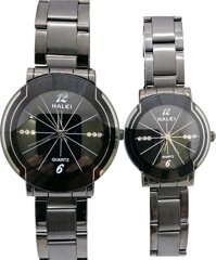 Cặp Đồng Hồ Nam Nữ Halei HL457 Tặng pin Nhật sẵn trong đồng hồ  Móc Khóa gỗ Đồng hồ 888 y hình  hộp chính hãng - Dây đen - Mặt đen