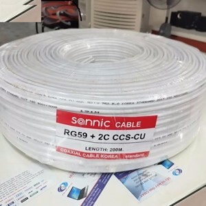 Cáp đồng trục Sannic RG59 + 2C CSS-CU cuộn 200 mét