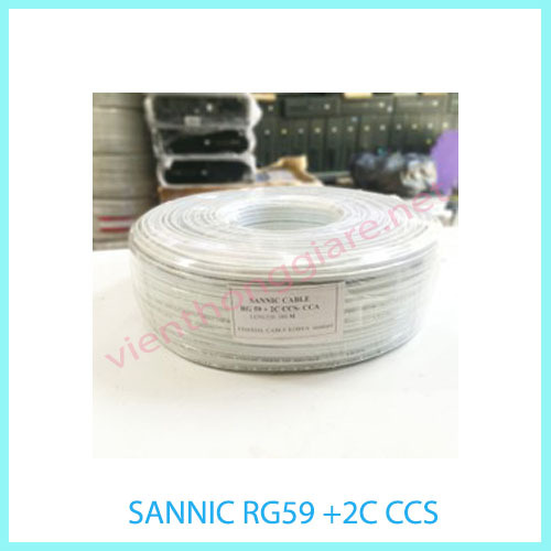 Cáp đồng trục Sannic RG59 + 2C CSS-CU cuộn 200 mét