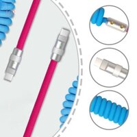 Cáp dữ liệu co giãn lò xo IOR USB C Dây sạc nhanh 120W cho thiết bị loại C
