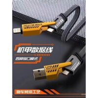Cáp dữ liệu dây chiến đấu cơ bốn trong một cho ba thích hợp cho Apple Huawei siêu sạc nhanh PDF 65W Dây bện đa năng hai kéo hai sạc flash đa năng lắc phổ thông 120W