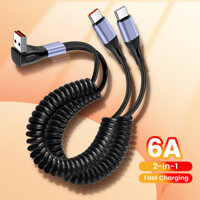 Cáp dữ liệu lò xo 2 trong 1 sạc siêu nhanh 66W hỗ trợ dòng Samsung iP15 / 16