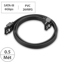 Cáp dữ liệu SATA 3.0 6Gbps dẹt mỏng đầu gài ngạnh sắt 50Cm UGREEN 30796  và 30797 (màu đen - thẳng/bẻ góc) [bonus]