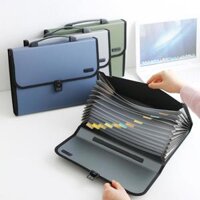 Cặp đựng tài liệu 12 ngăn Deli 5556- Tặng túi clearbag hoặc giấy nhớ - Xanh rêu