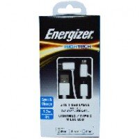 Cáp Energizer 3 in 1 Lightning-Micro-Type C C11UBX3CFWH4 (1m)