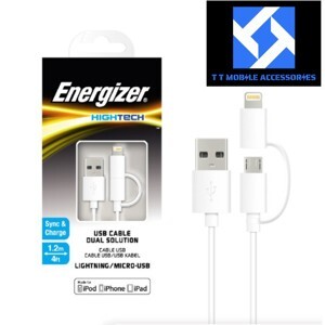 Cáp Energizer HT Dual Lightning USB C11UBDUGWH4