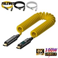 Cáp FULEWOTO USB 3.2 Type-C, Dây sạc nhanh USB-C lò xo 8K @ 60Hz, Emark Chip 20Gbps PD 100W Dây OTG cho máy tính xách tay Điện thoại di động