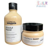 Cặp gội + hấp (ủ) tóc L'oreal Lipidium Absolut Repair dành cho tóc hư tổn, 300ml + 250ml - TN