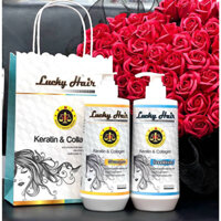 Cặp Gội Xả Lucky Hair TNT Keratin & Colagen Phục Hồi Chống Rụng Tóc 800ml x2 Chính Hãng_Minhanh Cosmetic