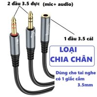 Cáp gộp 2 chân tai nghe chia chân tai nghe 3.5mm Mic  audio hoco UPA21 2in1 25cm   Hàng chính hãng - Chia chân tai nghe