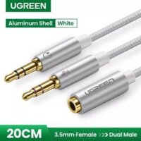 Cáp Gộp Audio 3.5mm 2 Vào 1 Ra - Mic và Headphone Vỏ nhôm Cao cấp Ugreen AV140 10790 20899 dây boc dù