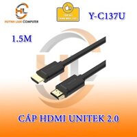 Cáp HDMI 1.5m Unitek Y-C137M v2.0 4K Ultra HD 3D 18Gbps - Chính hãng