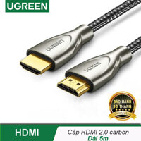 Cáp HDMI 2.0 Carbon chuẩn 4K-60MHz dài từ 1-5m UGREEN HD131 - Hãng phân phối chính thức LazadaMall