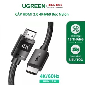 Cáp HDMI 2.0 dài 2M bọc nylon hỗ trợ độ phân giải 4K@60Hz Ugreen 40101 cao cấp