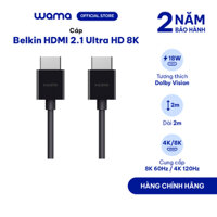 Cáp HDMI 2.1 Belkin Ultra HD 8K tương thích với Dolby Vision™  dài 2 mét - Hàng Chính Hãng - BH 2 Năm - AV10175bt