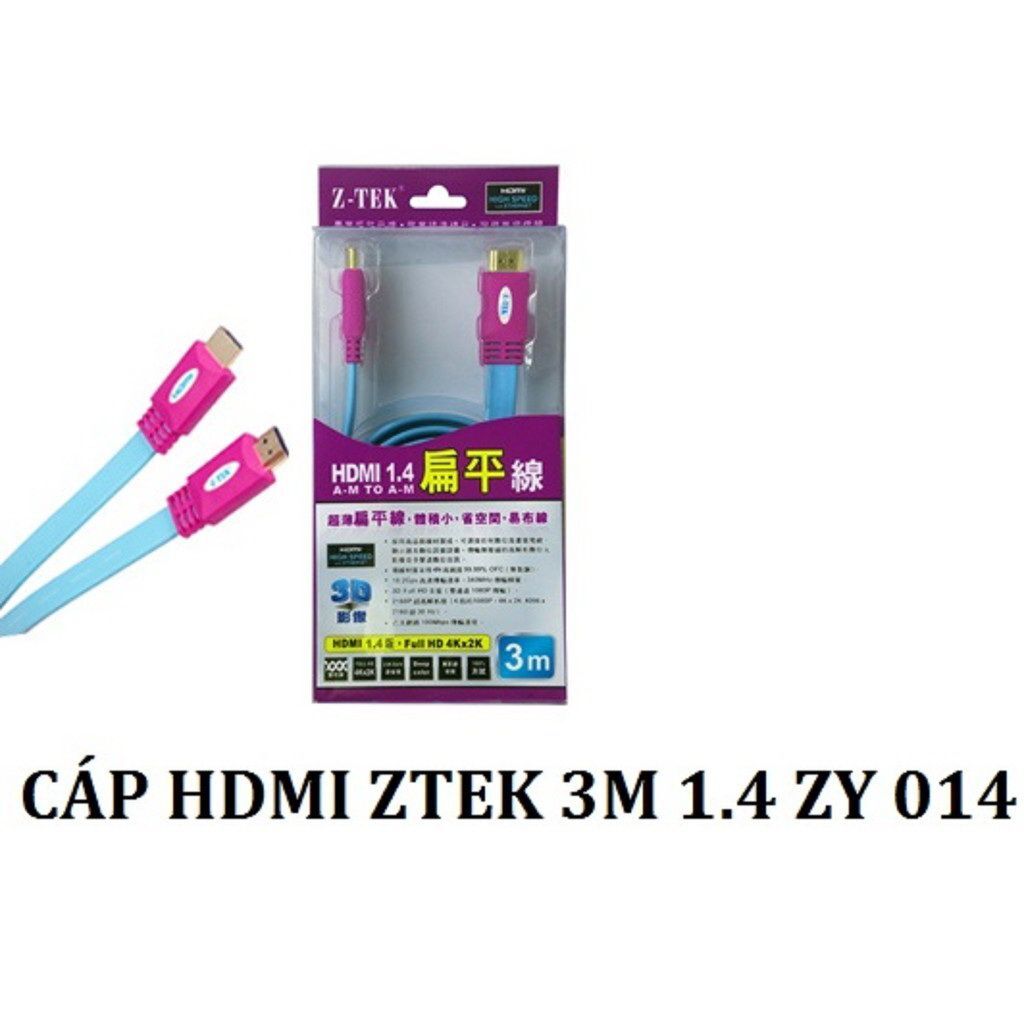 Cáp HDMI 3M Mỏng Dẹt 1.4 3D chuẩn 1080P Z-TEK (ZY-014)