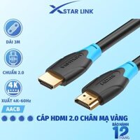 Cáp HDMI chuẩn 2.0 chất lượng  4K 60Hz Vention dây cáp HDMI tốc độ cao chuyên dụng dành cho 1080P 3D TV LCDmàn hình máy chiếu PS4XboxMáy tínhLaptop - Hàng chính hãng - 3M