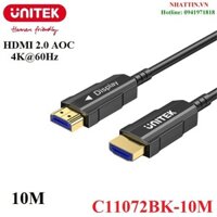Cáp HDMI to HDMI 2.0 sợi quang AOC Optical Fiber dài 10M độ phân giải 4K@60Hz Unitek C11072BK-10M cao cấp