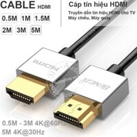 Cáp HDMI V2.0 cho TV 4K60Hz HDR 18Gbps ultra slim OD-4.5mm ngắn 0.5M đến 5M