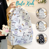 Cặp học sinh nữ cấp 2 3 balo bé gái hoạ tiết thỏ xinh thời trang hàn quốc ulzzang cute nhiều ngăn chống nước BLX109