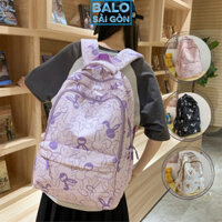 Cặp học sinh nữ cấp 2 cấp 3 xinh xắn chất liệu cao cấp thời trang ulzzang họa tiết gấu nhiều ngăn để laptop BLS50