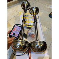 cặp kèn điện , còi điện Inox 304  kêu như còi hơi chỉ cần ắc quy kèm nhại 12 tiếng + rơ le 4 chân si hai hoặc không