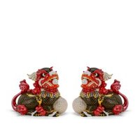 Cặp Kỳ Lân sứ Minh Long 24 cm - Đen - Trang trí vàng 24k