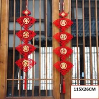 Cặp Liễng Tết Dài Treo Cửa Trang Trí Đỏ Tươi Quạt V333