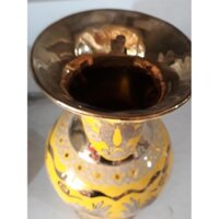 Cặp lọ hoa lộc bình sứ kim sa, cỡ trung, vàng