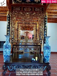 Cặp lọ lục bình, lộc bình, mã 312045, cao 1.55m tính cả đế (riêng bình cao 1.4m), cảnh phúc đức, cửu ngư quần tụ, hoa văn vẽ kỹ, sắc nét, tinh xảo, lộc bình phong thủy men ngọc hoa văn xanh lam truyền thống, gốm sứ bát tràng tinh vân