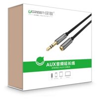 Cáp loa nối dài 1-1 2MET UGREEN 10594 Jack Audio, 3.5mm Đầu Đực Sang 3.5mm Đầu Cái, Hàng Chính Hãng