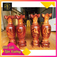 Cặp lộc bình gỗ trắc siêu vân kích tấc 50-15