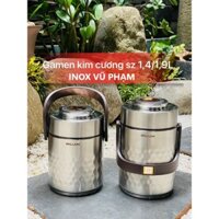 CẶP LỒNG / CÀ MÊN / HỘP ĐỰNG CƠM GIỮ NHIỆT INOX 304 HỌA TIẾT KIM CƯƠNG (Ảnh thật shop tự chụp)